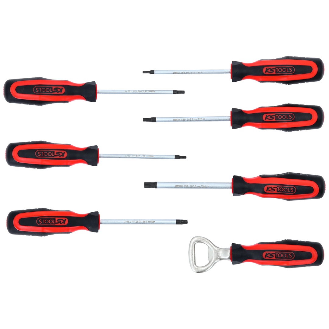 KS Tools ERGOTORQUEplus Schraubendreher-Satz inklusive Flaschenöffner, 7-tlg., Innensechsrund