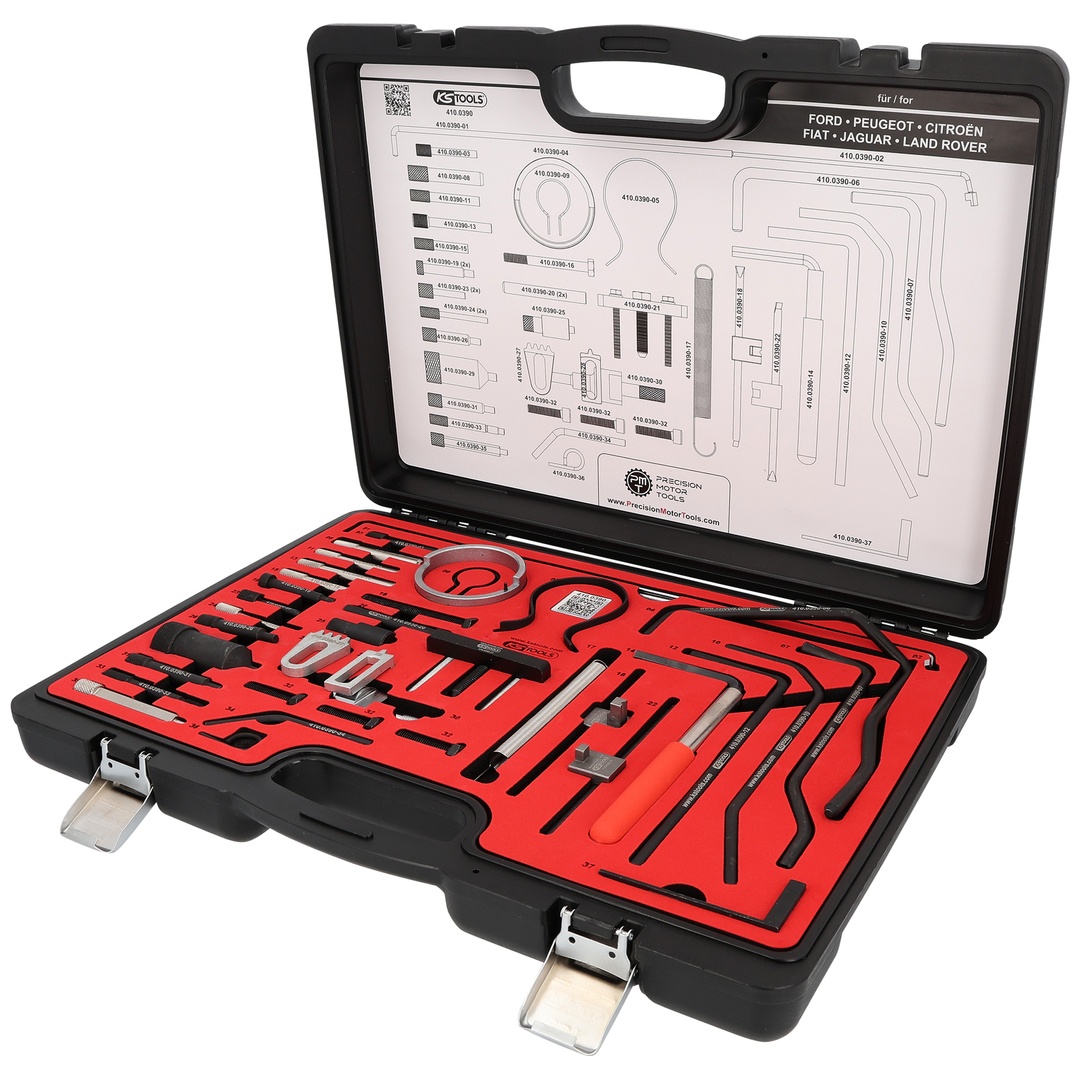 KS Tools Motoreinstellwerkzeug-Satz für Citroën, Ford, Peugeot, Fiat, Jaguar, 43-tlg.