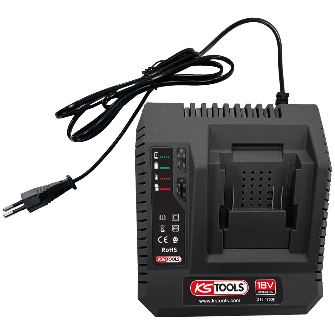 KS Tools 18-V-Schnellladegerät (4 A) für Akkus 515.4702F und 515.4705F