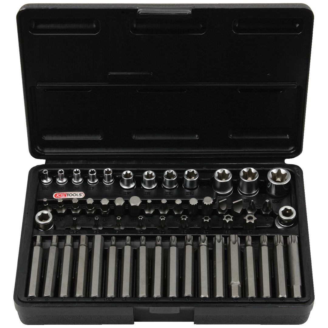 KS Tools Innensechsrund-Steckschlüssel-Set mit gelochten Steckschlüsseleinsätzen, 1/4–3/8–1/2, 57-tlg.