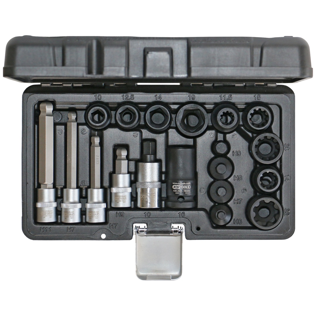 KS Tools Bremssattelverschraubung-Spezialstecknuss-Satz, 19-tlg.