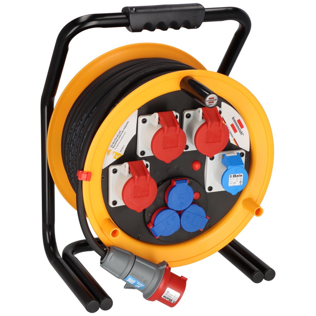 Brennenstuhl Brobusta CEE 4 IP44 Industrie-/Baustellen-Kabeltrommel, 40m-Spezialgummi (Baustelleneinsatz und Einsatz im Außenbereich, Made in German
