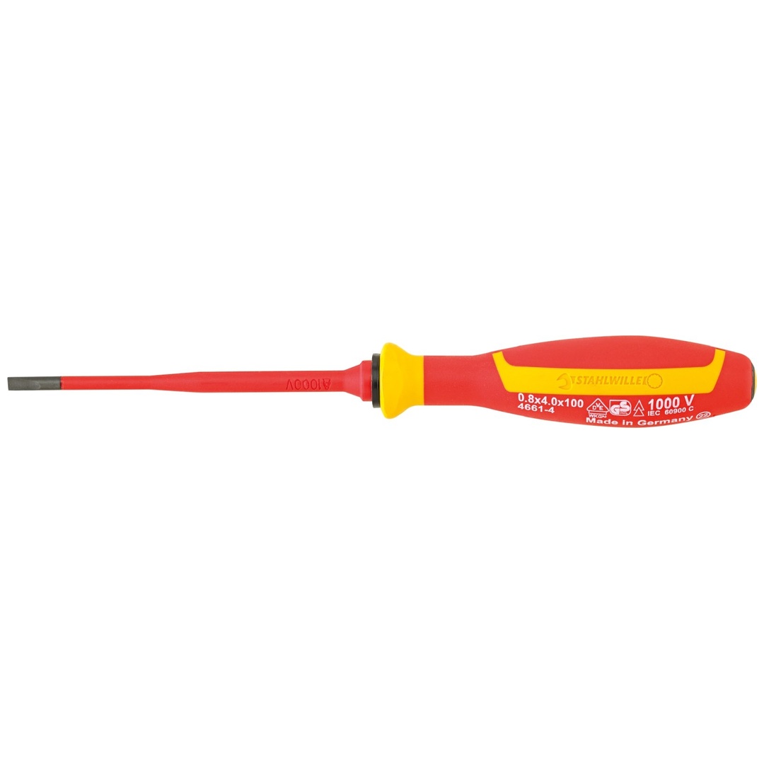 Stahlwille VDE-Schlitzschraubendreher DRALL+0,8mm x 4mm L.100mm
