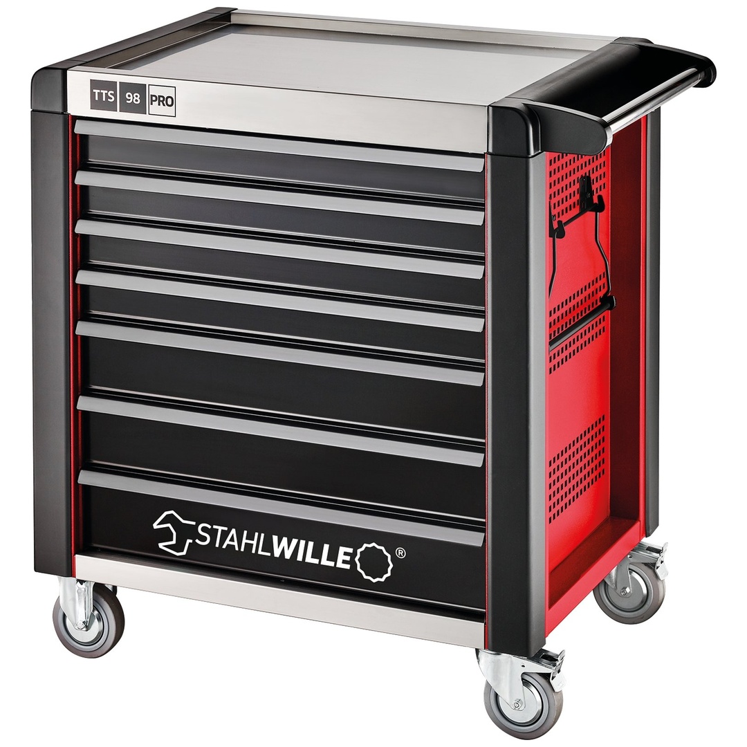 Stahlwille Werkstattwagen 98/7 PRO 7 Schubl. 651 x 1001 x 1020 mm rot, RAL 3020; schwarz, RAL 9005
