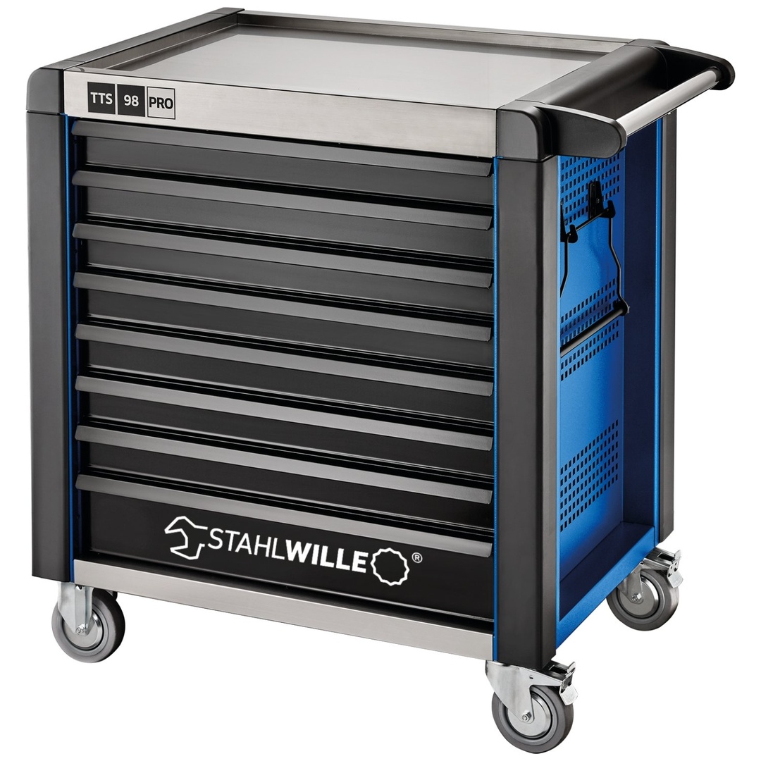 Stahlwille Werkstattwagen 98/8 PRO 8 Schubl. 651 x 1001 x 1020 mm blau, RAL 270 30 35; schwarz, RAL 9005