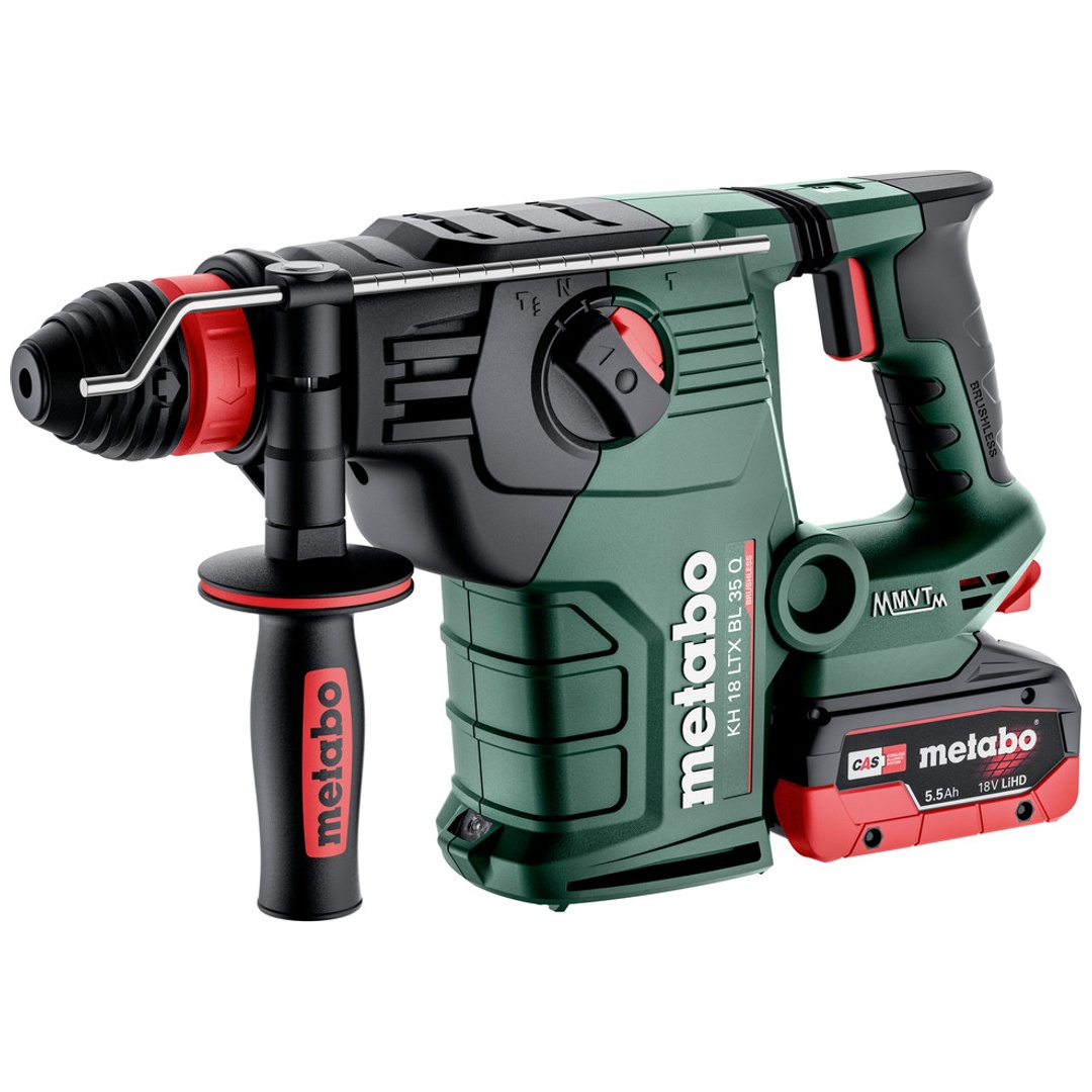Metabo Akku-Kombihammer KH 18 LTX BL 35 Q , incl. 2x Akku LiHD 5,5 Ah, Ladegerät, Zubehör, metaBOX