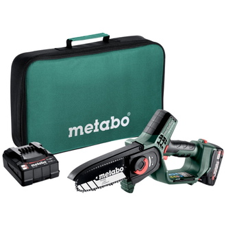 Metabo Akku-Gehölzsäge MS 18 LTX 15, incl. 1x Akku Li-Power 2 Ah, Ladegerät, Zubehör, Werkzeugtasche