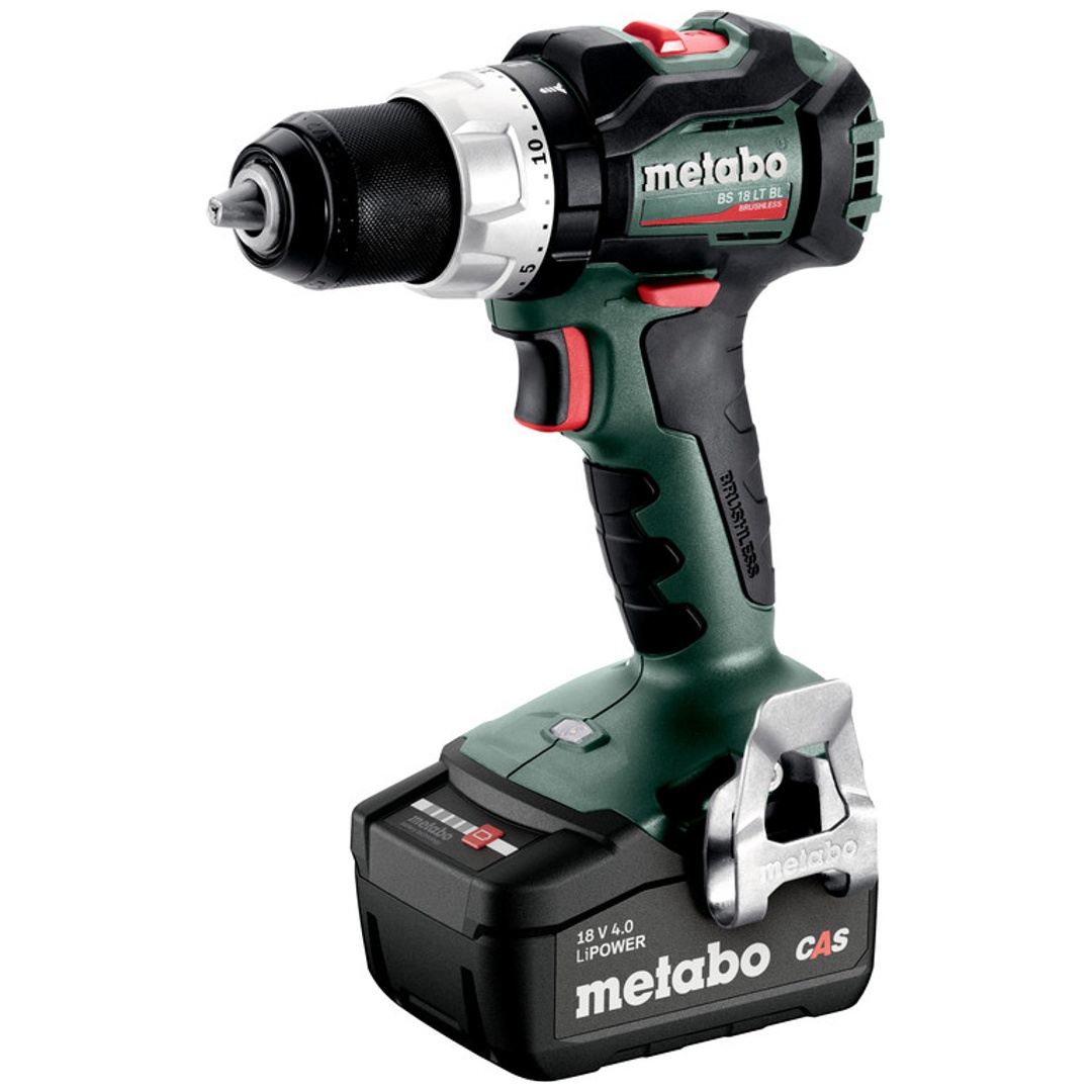 Metabo Akku-Bohrschrauber BS 18 LT BL, incl. 2x Akku Li-Power 4 Ah, Ladegerät, Zubehör, metaBOX