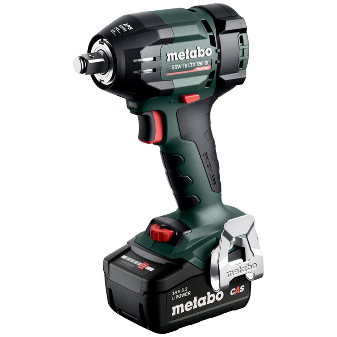 Metabo Akku-Schlagschrauber SSW 18 LTX 550 BL, incl. 2x Akku LiPOWER 5,2 Ah, Ladegerät, Zubehör, metaBOX