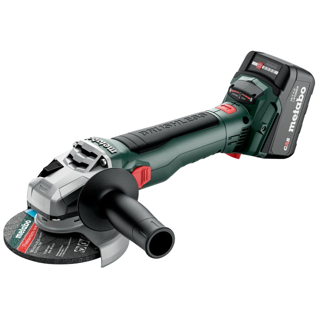 Metabo Akku-Winkelschleifer W 18 LT BL 11-125, metaBOX 165 L, 18V 2x4Ah Li-Power + Ladegerät