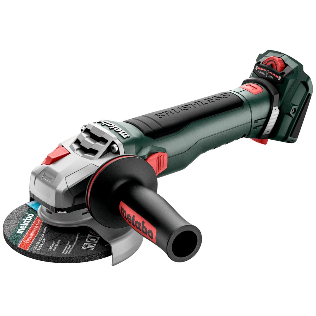 Metabo Akku-Winkelschleifer WVB 18 LT BL 11-125 Quick, mit Bremse, Drehzahlregelung, Schnellspannmutter, drehbarem Akkupack, Karton