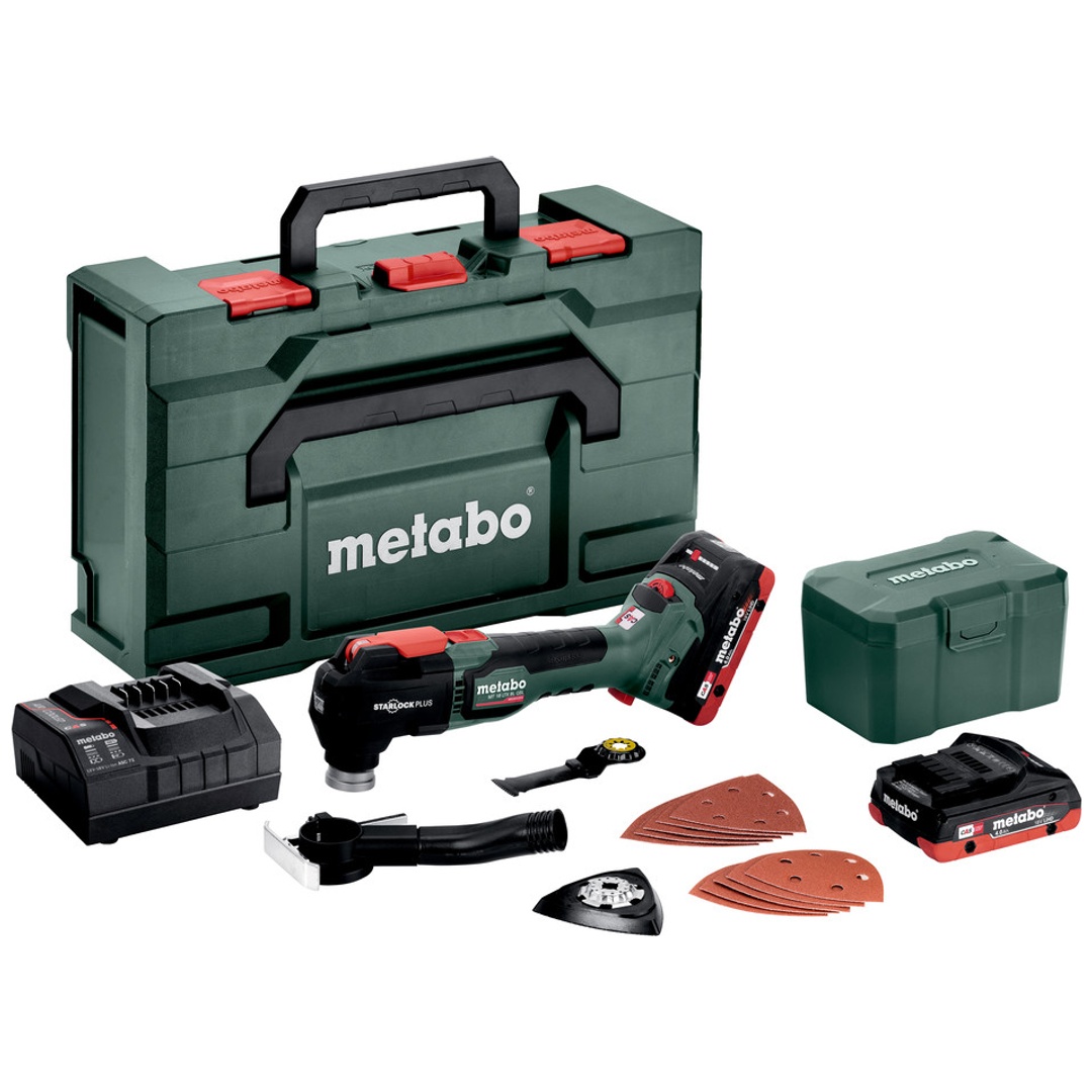 Metabo Akku-Multitool MT 18 LTX BL QSL, incl. 2x Akku LiHD 4 Ah, Ladegerät, Zubehör, metaBOX