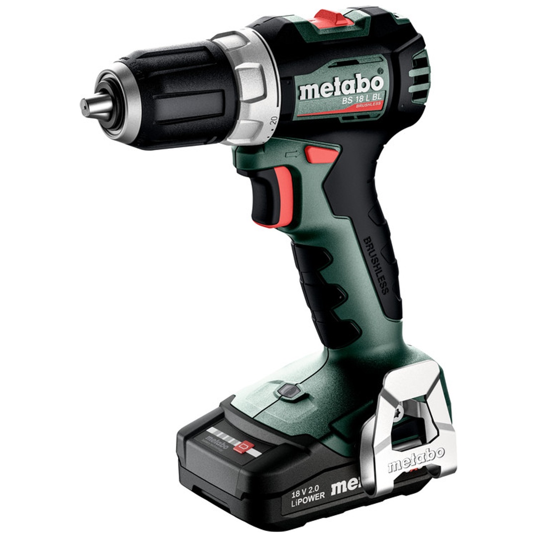 Metabo Akku-Bohrschrauber BS 18 L BL, incl. 2x Akku Li-Power 2 Ah, Ladegerät, Zubehör, metaBOX