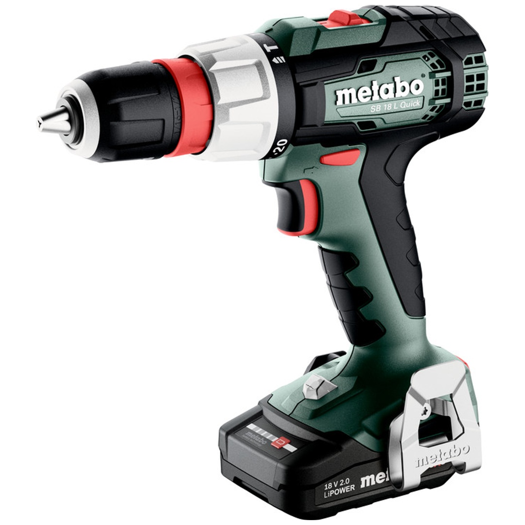 Metabo Akku-Schlagbohrschrauber SB 18 L Quick, incl. 2x Akku LiPower 2 Ah, Ladegerät, Zubehör, metaBOX