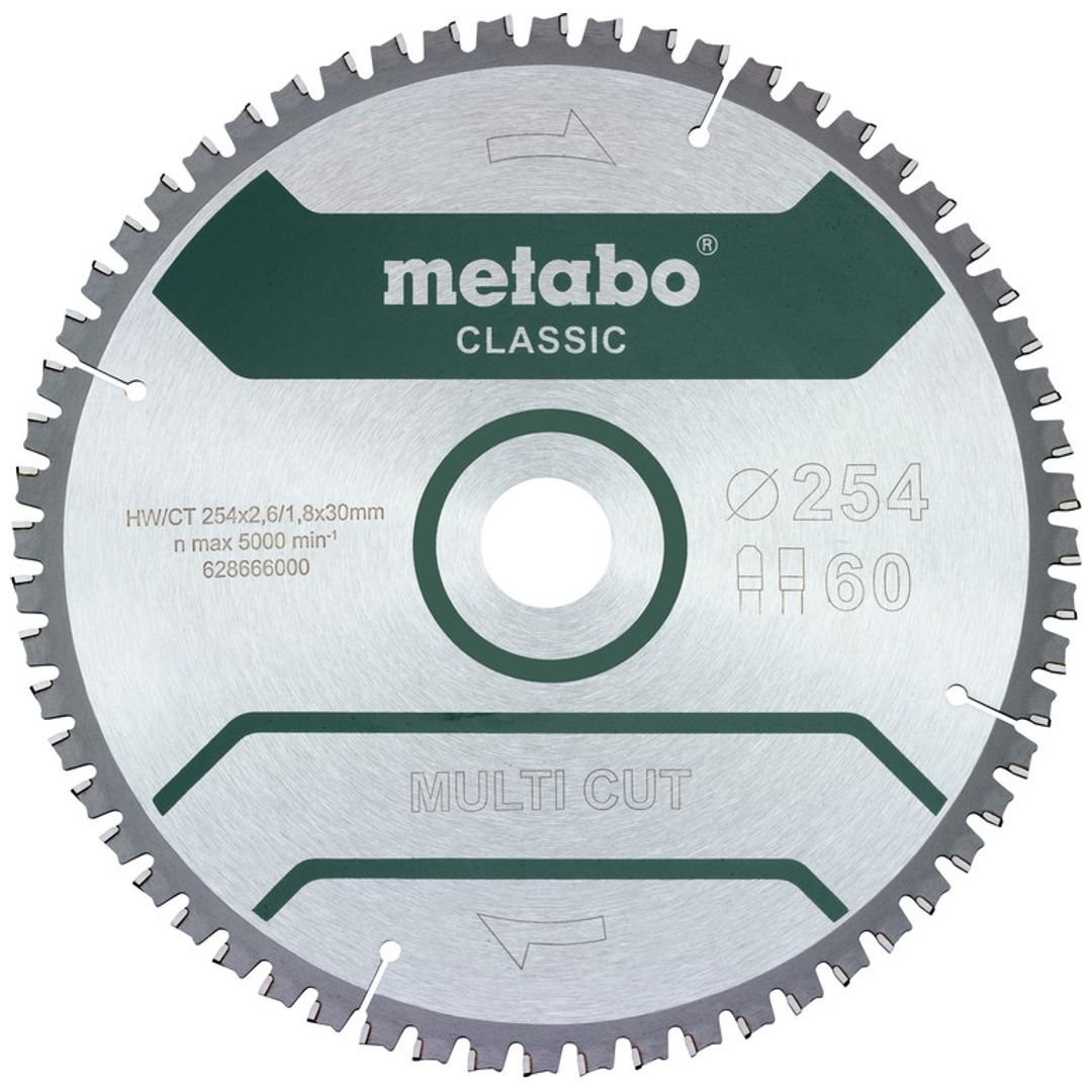 Metabo Sägeblatt multi cut - classic, 254x30 Z60 FZ/TZ 5°neg /B