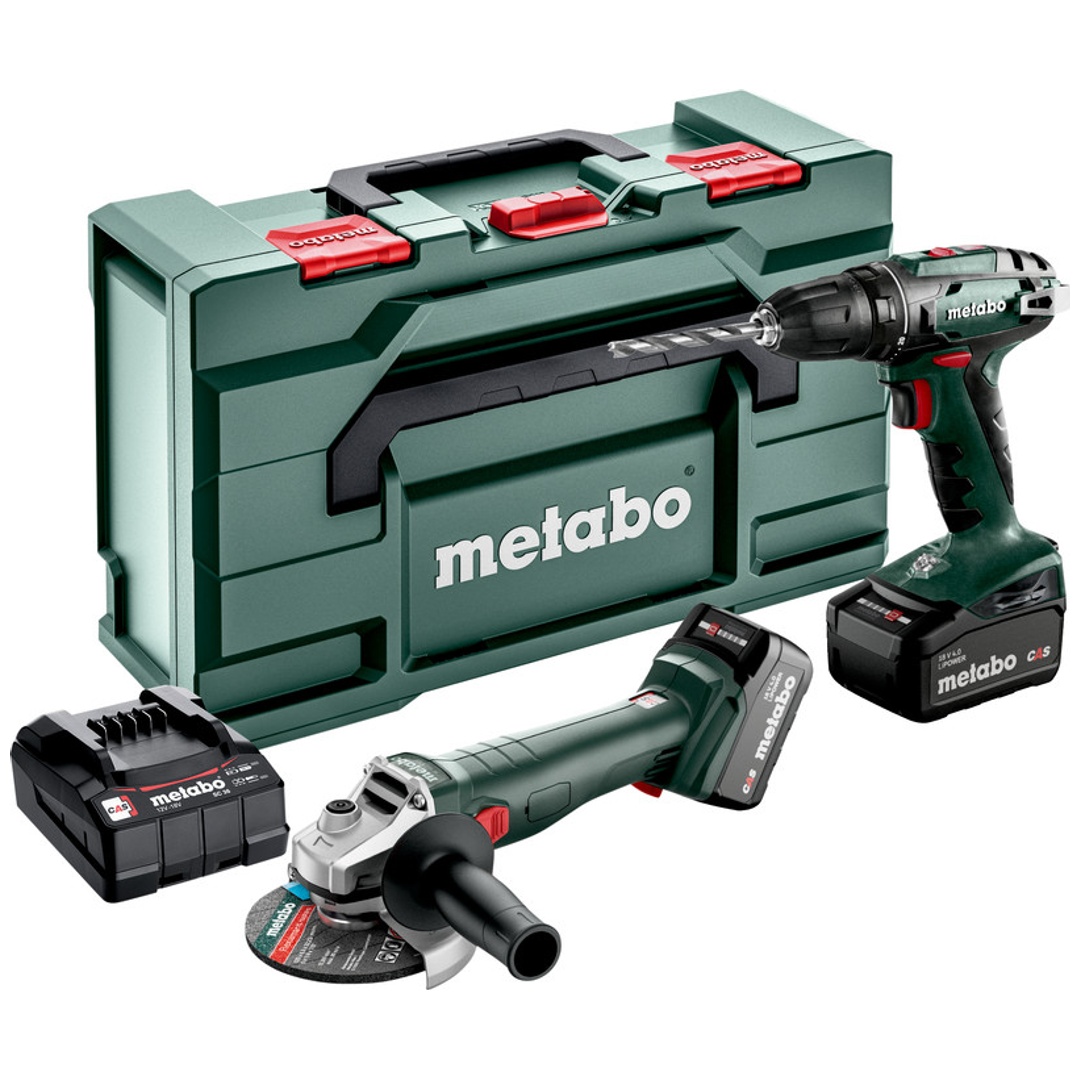 Metabo Akku Combo Set 2.4.3 18 V, BS 18 + W 18 L 9-125, metaBOX 165 L
