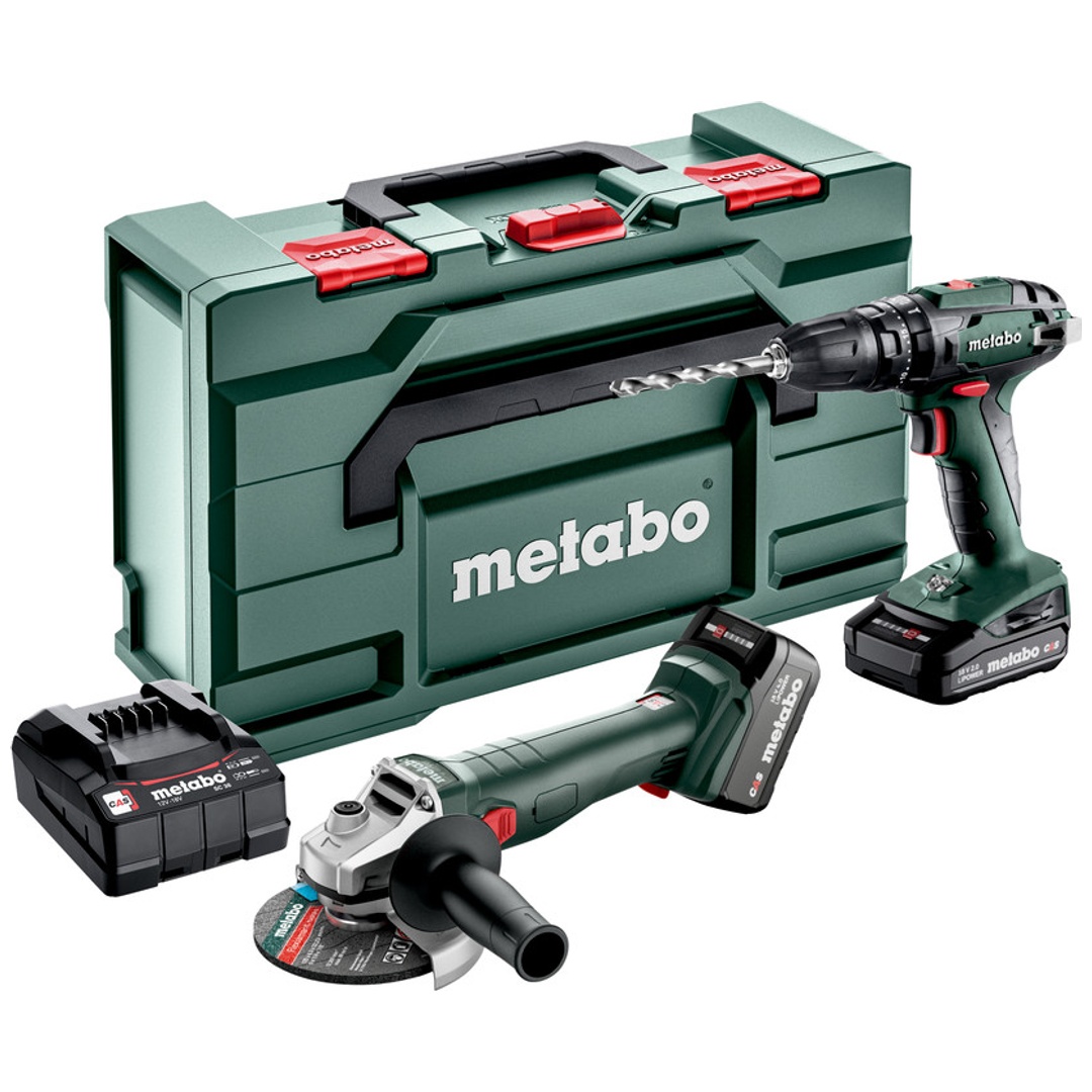 Metabo Akku Combo Set 2.4.4 18 V, SB 18 + W 18 L 9-125, metaBOX 165 L