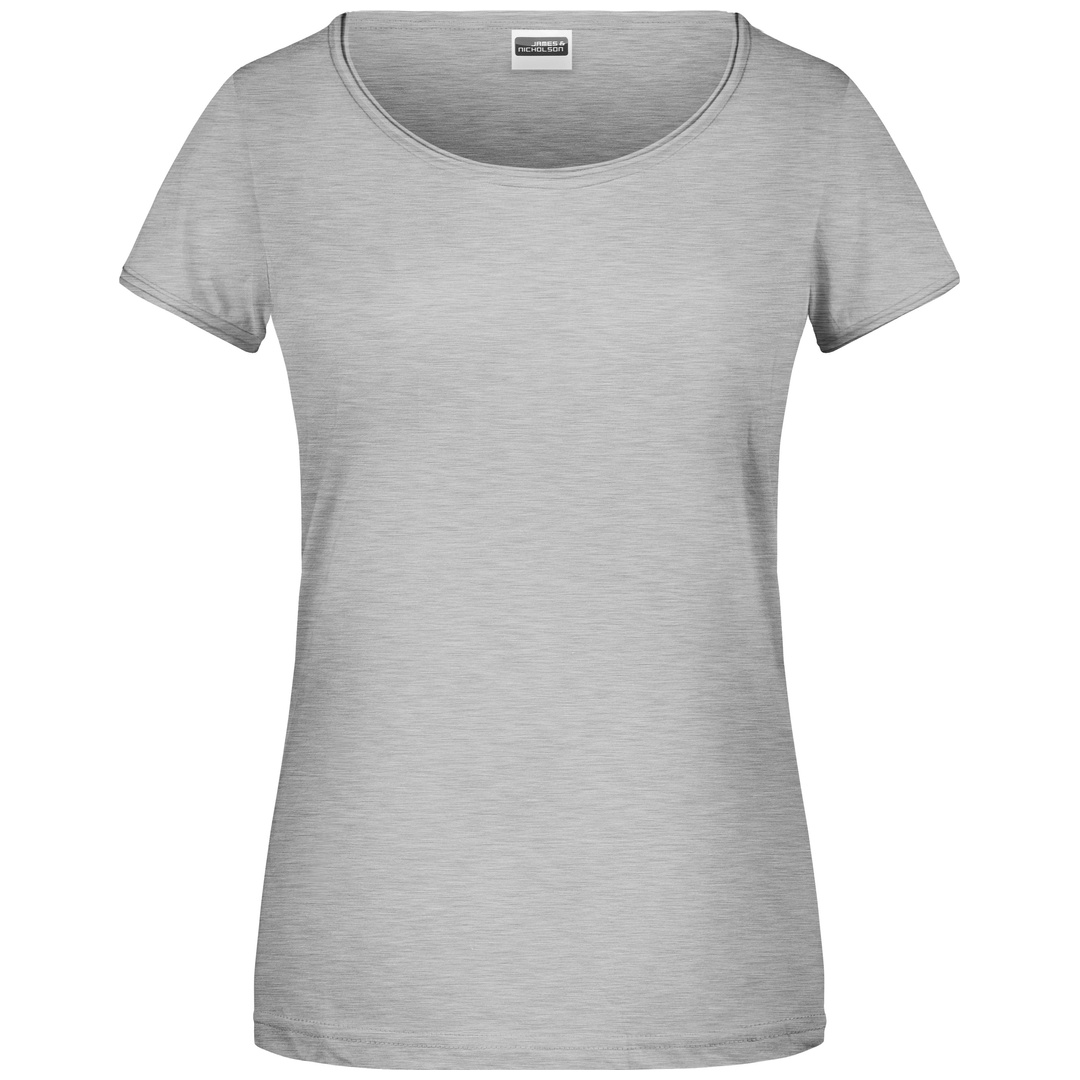 James & Nicholson Damen T-Shirt mit trendigem Rollsaum 8001 Gr. S grey-heather