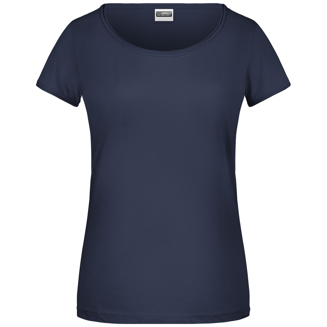 James & Nicholson Damen T-Shirt mit trendigem Rollsaum 8001 Gr. XL navy