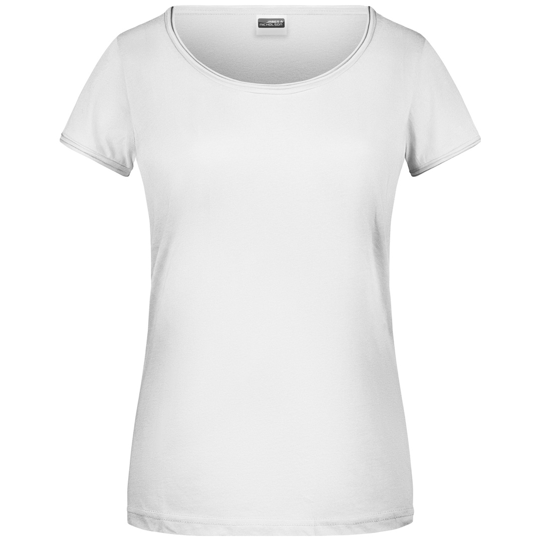 James & Nicholson Damen T-Shirt mit trendigem Rollsaum 8001 Gr. S white