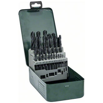 Bosch Metallbohrer-Set HSS-R, 25-tlg., 1 - 13 mm, Metallkassette