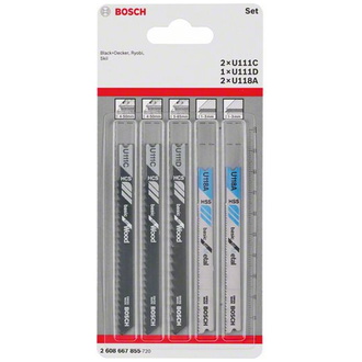 Bosch 5-tlg. Stichsägeblatt-Set Wood and Metal, U-Schaft U 111 C, U 111 D, U 118 A