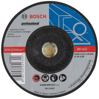 Bosch Schruppscheibe gekröpft Expert for Metal A 24 S BF, 100 mm, 16,00 mm, 6,0 mm