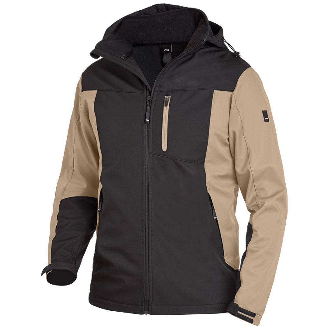 FHB Herren Softshelljacke Jannik 79105 Gr. 3XL beige/schwarz