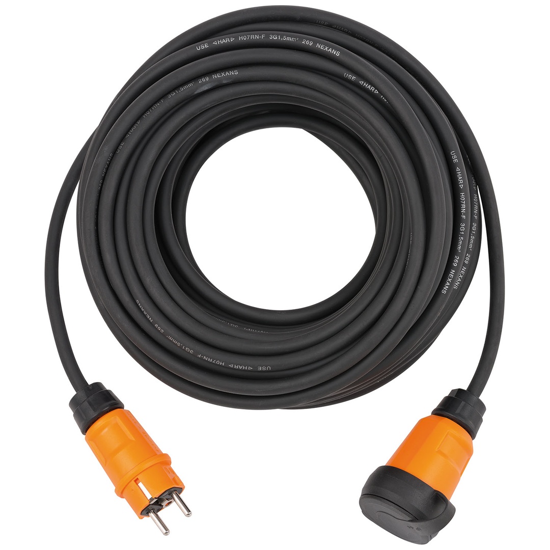 Brennenstuhl professionalLINE Verlängerungskabel VN 2200 IP44, 25 m Kabel in schwarz H07RN-F 3G2,5, BGI 608