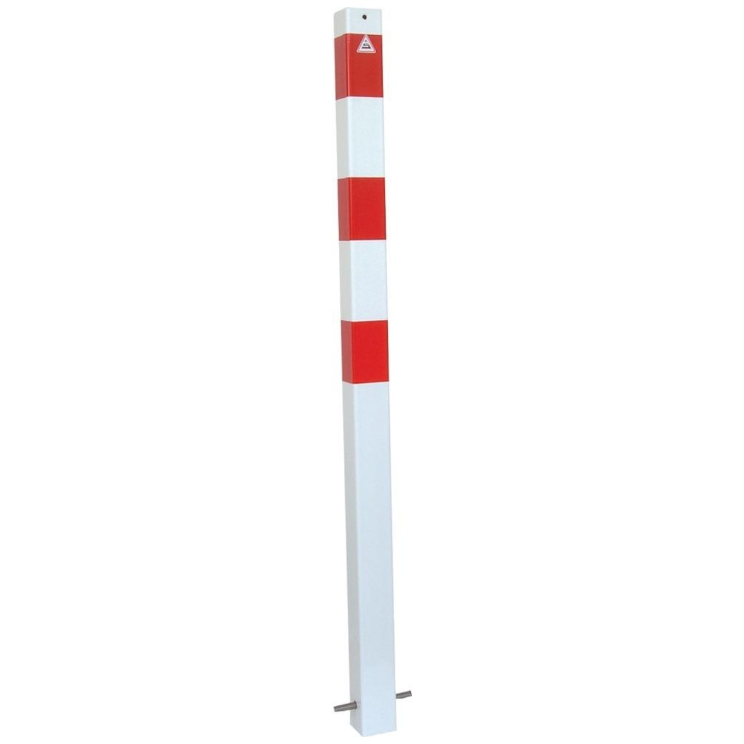 Schake Absperrpfosten 470B, 70x70 mm, 1300 mm, zum einbetonieren, feuervz weiß/rot, Erdanker