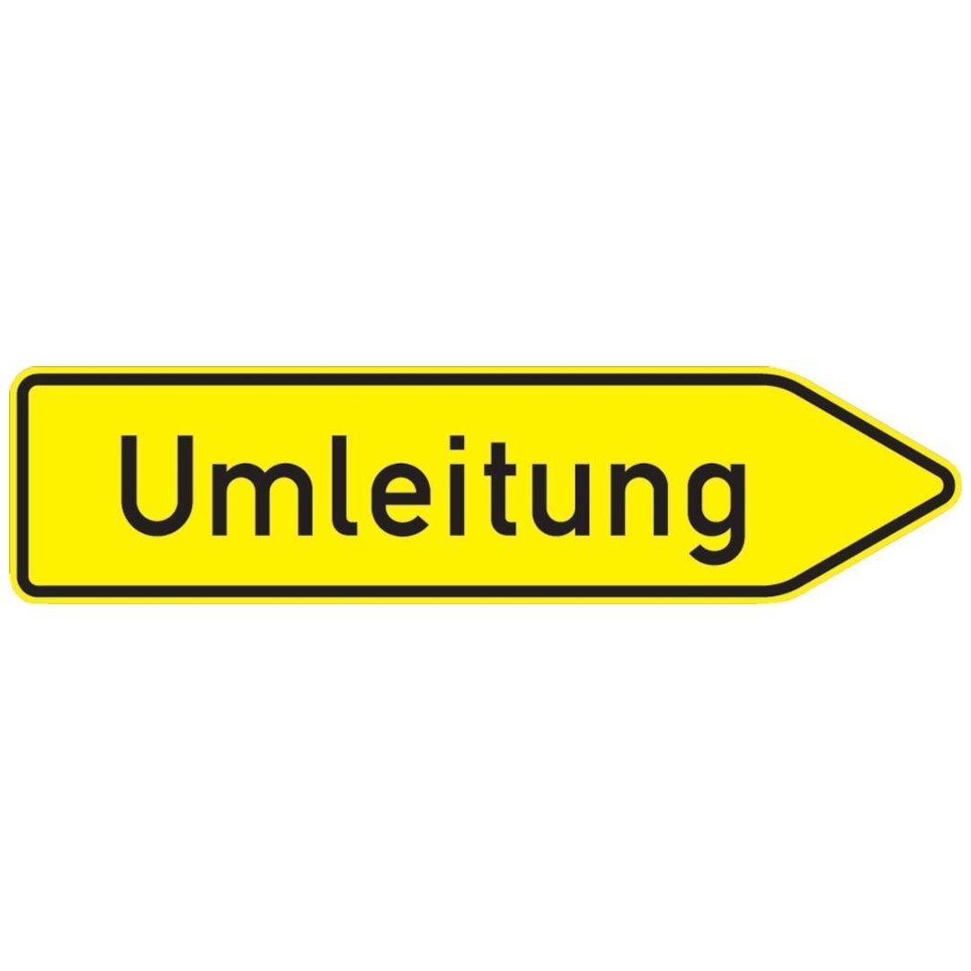Verkehrszeichen 454-20, 1250x350 mm, Umleitung rechtsweisend, RAL-Gütezeichen Folie RA2