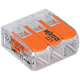 WAGO COMPACT-Klemme 3x0,2-4qmm transparent 5 Stück Btl. m. R.