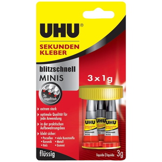 UHU Sekundenkleber blitz-schnell MINIS 3x1g