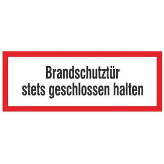 Brandschutzschild Folie B297xH105 mm, Brandschutztür stets geschlossen halten, langnachleuchtend