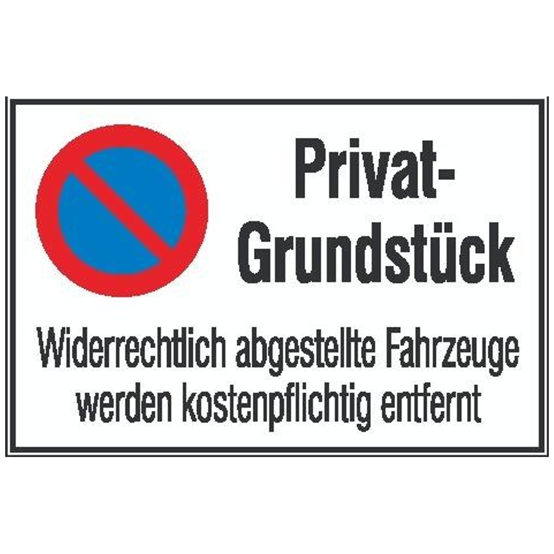 SafetyMarking Parkverbotsschild Alu B600xH400 mm Privatgrundstück 329472
