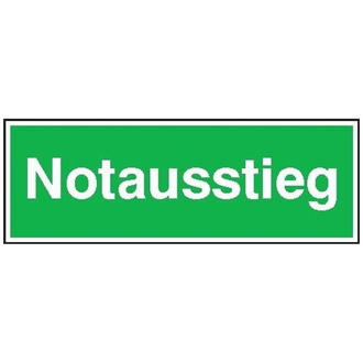 Fluchtwegschild Folie B300xH105 mm, Notausstieg langnachleuchtend