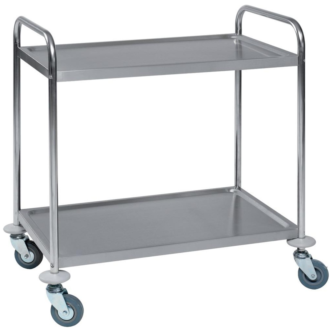 Tischwagen mit 2 Ladeflächen, 825x500, Edelstahl