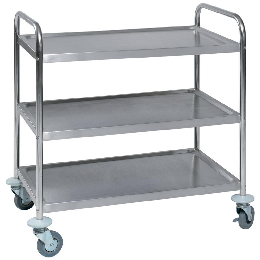 Tischwagen mit 3 Ladeflächen, 825x500, Edelstahl