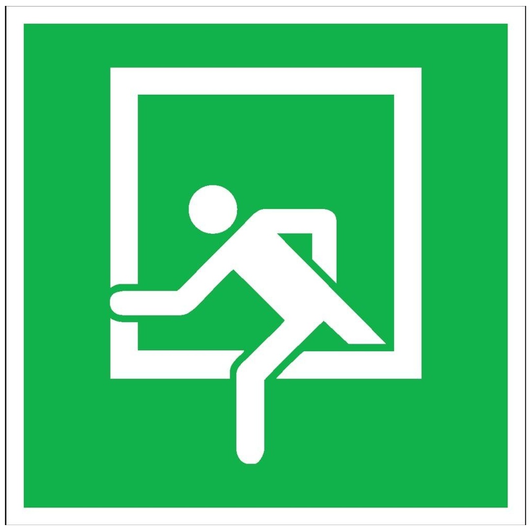 Fluchtwegschild Folie B200xH200 mm, Notausstieg langnachleuchtend