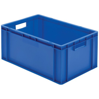 LA-KA-PE Transport-Stapelkasten B600xT400xH270 mm, blau, geschlossen mit Griffloch