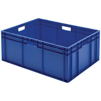 LA-KA-PE Transport-Stapelkasten B800xT600xH320 mm, blau, geschlossen mit Griffloch