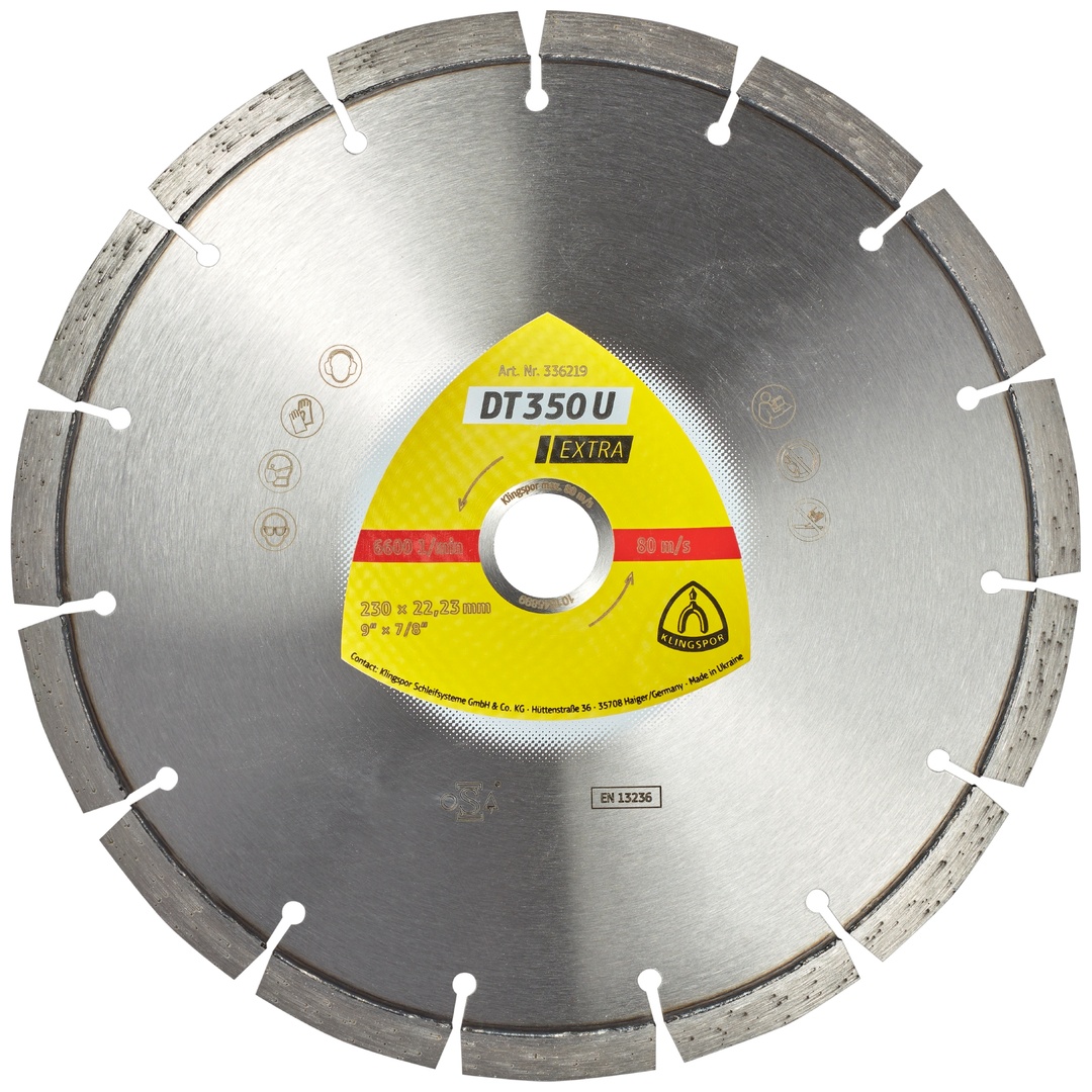 Klingspor DT 350 U Diamanttrennscheiben, 125 x 2,4 x 22,23 mm 9 Segmente 33 x 2,4 x 10 mm, Standardverzahnung