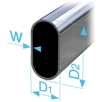 PG Ovalrohr 30 x 15 x 1200 mm vernickelt