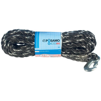 PÖSAMO Seil mit Haken PP 14 mmx30 m schwarz-weiß