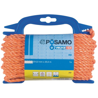 PÖSAMO Seil gedreht PPD-6 mm a 20 m orange auf Haspel