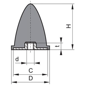 Gummi-Metall-Puffer parabelförmig Typ E D15xH15 M4 NR57