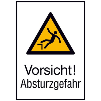 Warnschild Aluminium B262xH371 mm, Vorsicht Absturzgefahr