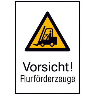 Warnschild Aluminium B262xH371 mm, Vorsicht Flurförderzeuge