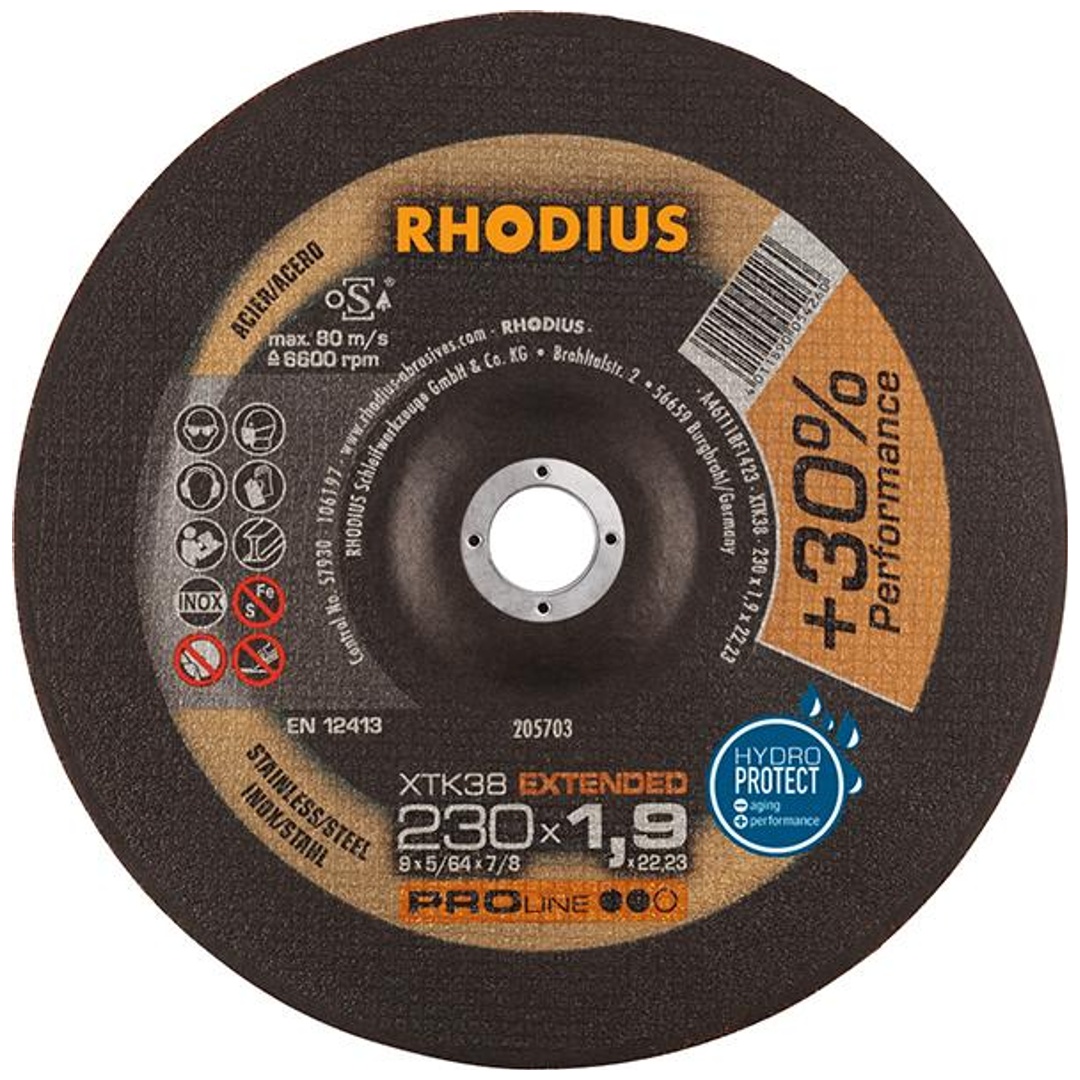 RHODIUS Trennscheibe XTK38 230 x 1,9 mm gekr.