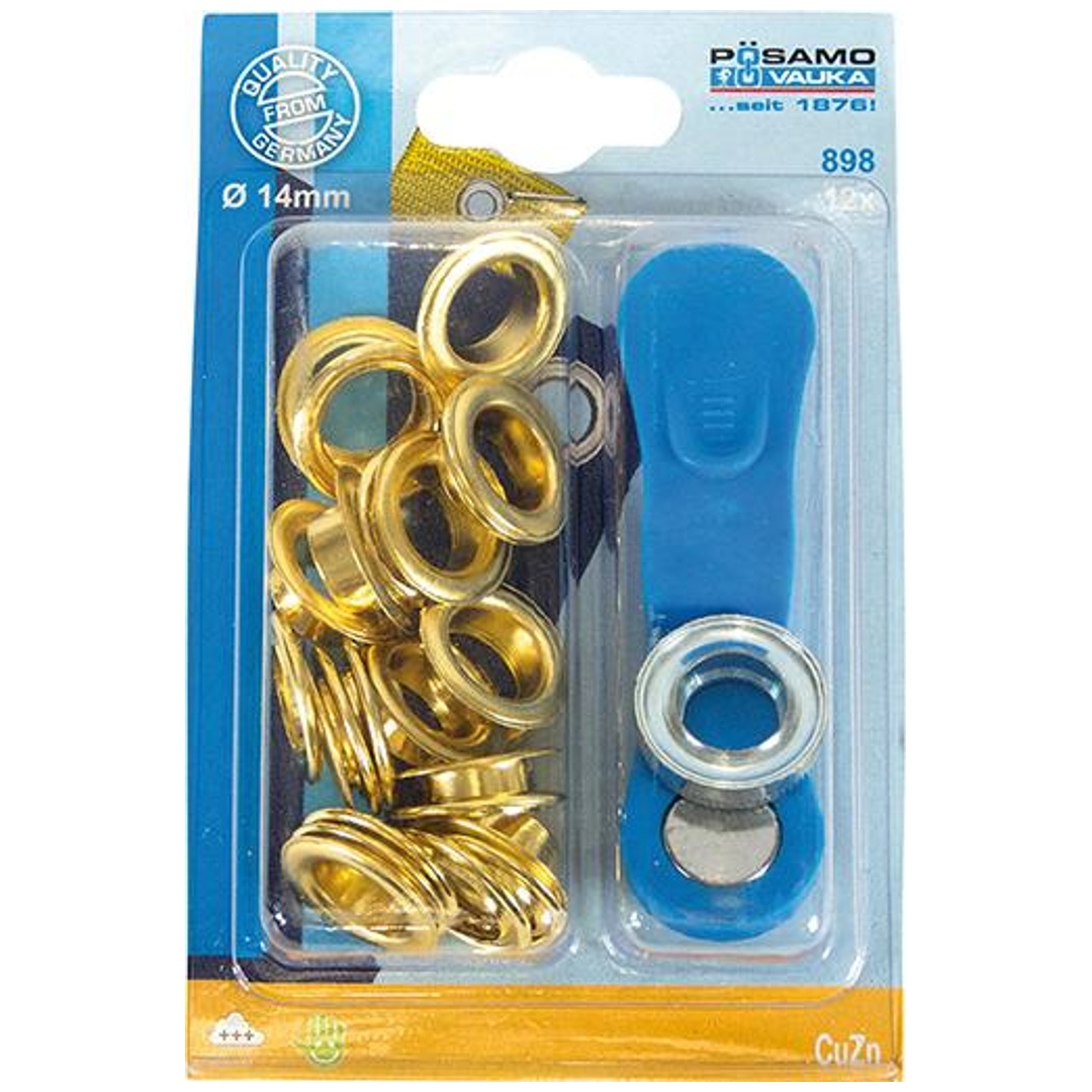 PÖSAMO Öse u. Sch. MS-blank (SB)14,0mm a 12 Stück